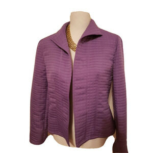 Harve Benard Womens Purple Square Quilted Open Hang Long Sleeve Spring Jacket 8